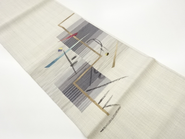 JAPANESE FUKURO OBI / HAND PAINTED / DYED / WOVEN ABSTRACT